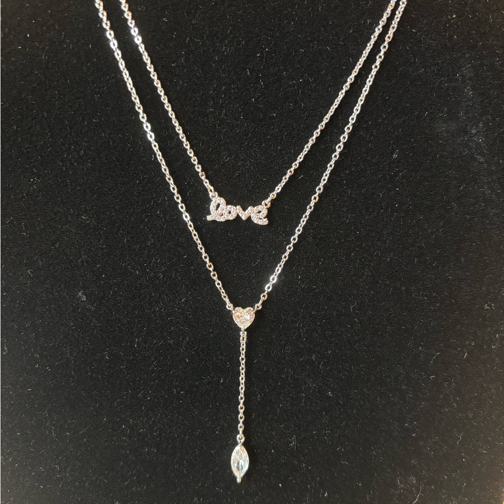 Parklane Dazzle Drop Silver Love Heart Crystal Necklace